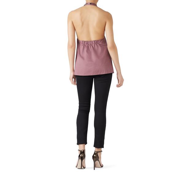 TIBI Purple Pink Dusty Hue Halter Neckline Snap Closure Halter Top size 8 - Picture 2 of 10